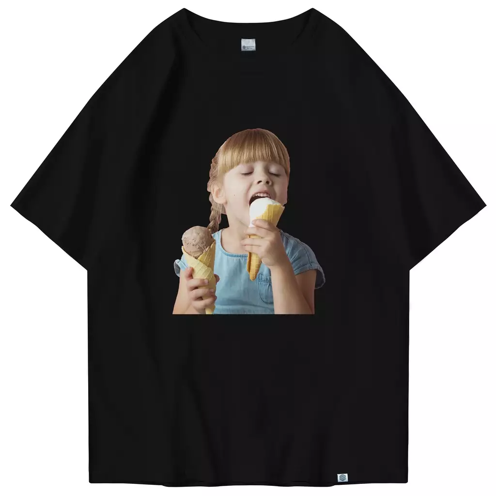 OOTDSUPPLY Oversized Tshirt Girl ice Black I Kaos Oversize