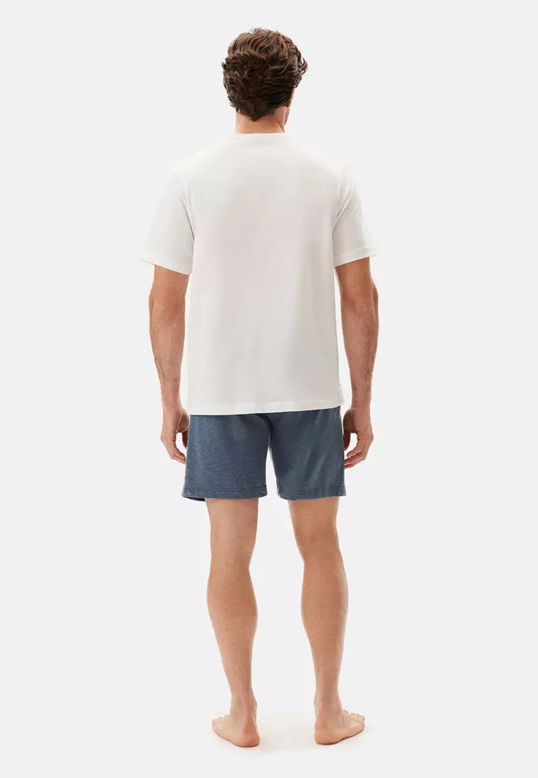 Navy Melange Shorts, Regular, Short Leg, Sleepwear for Men