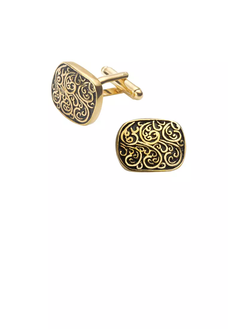 Vintage Gold order Tone Cufflinks - Floral Design