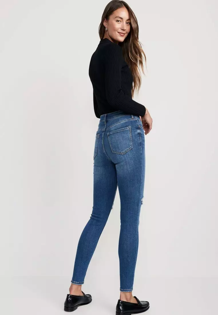 High-Waisted Rockstar Super-Skinny Ripped Jeans