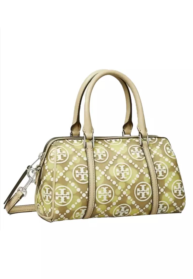 T Monogram Dot Mesh Mini Barrel Bag in Soft Neutral/Honeydew 169717-250