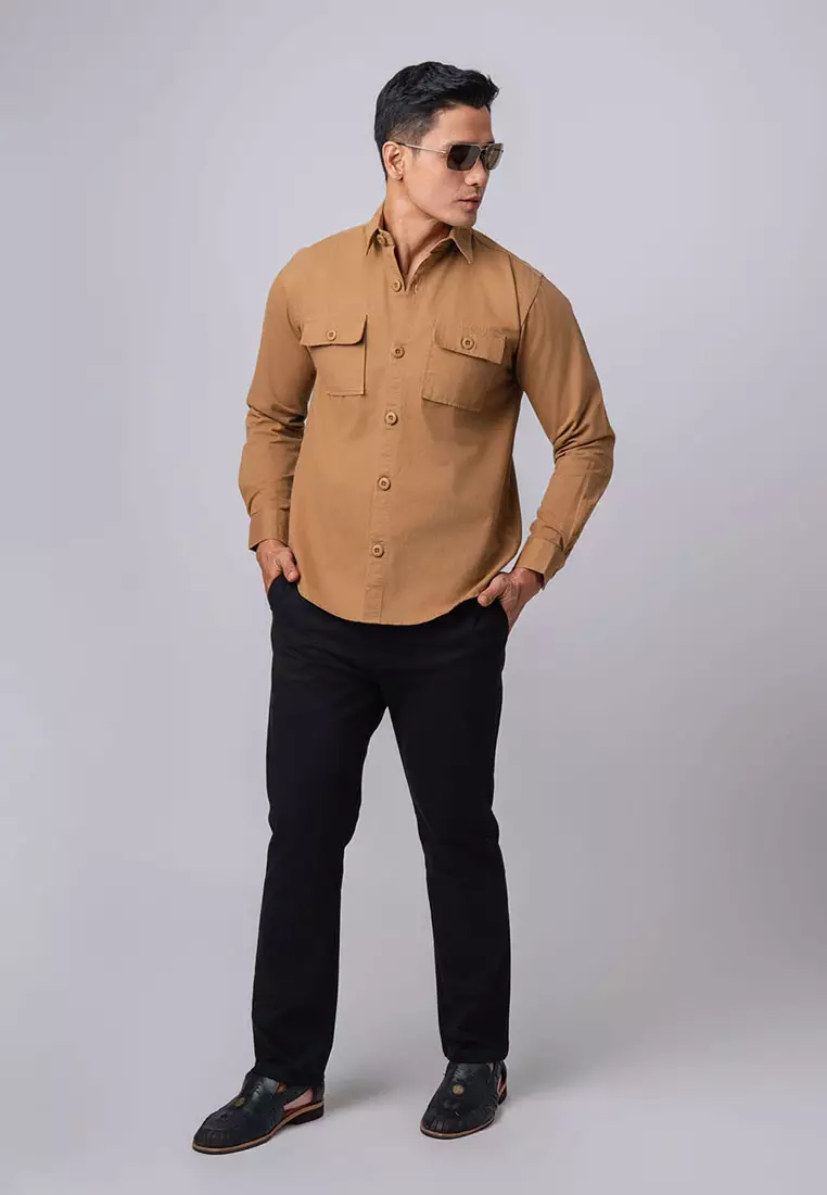 Jacket Shacket Workwear Shirt Camel Brown
