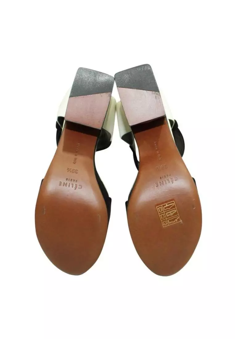 Buy Celine Pre Loved CELINE Black and White Suede Wedges Block