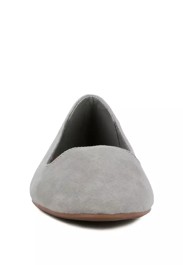 Grey Microfiber Casual Ballerinas
