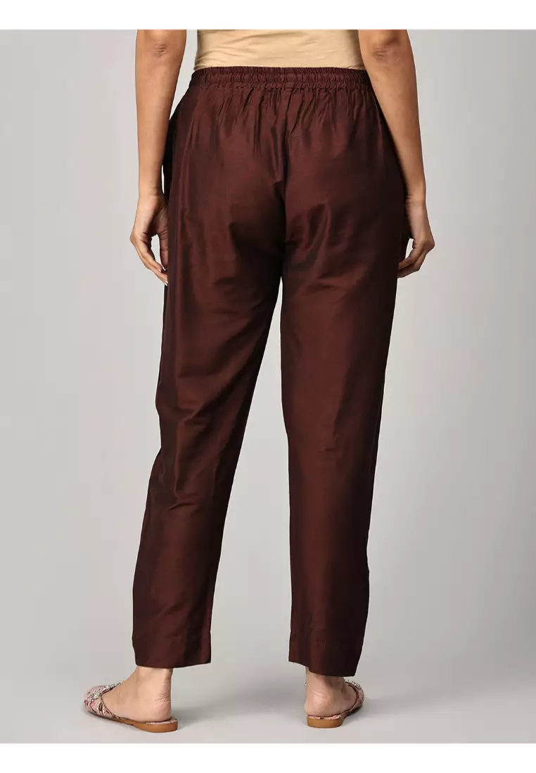 Cozy Cafe 孕妇及哺乳丝绸 Kurta 套装 - 棕色