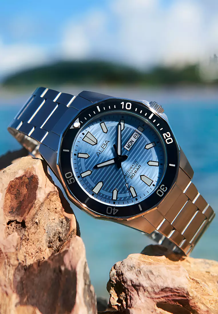 Alba AL4459X1 Jam Tangan Pria - Silver Blue - Stainless Steel