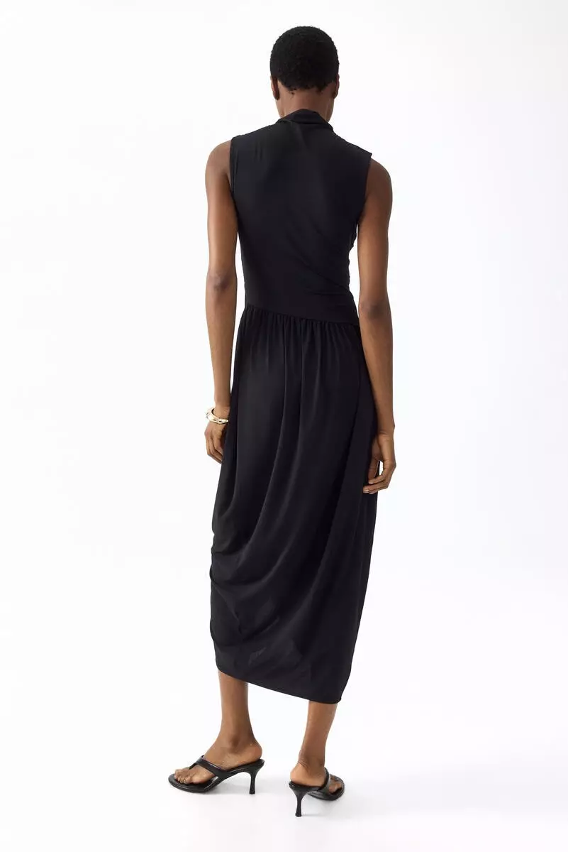 Draped turtleneck dress