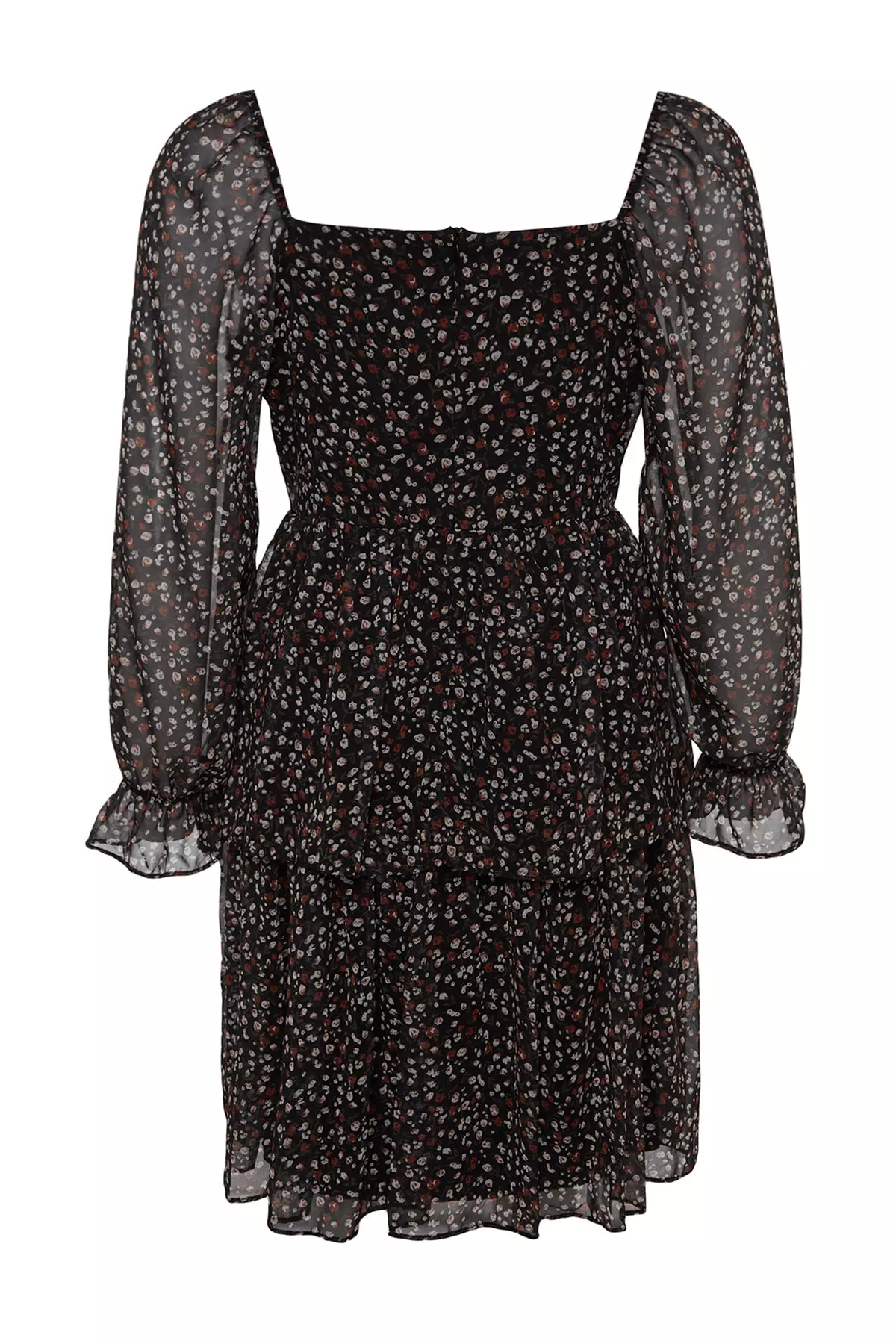 Plus Size Floral Patterned Chiffon Dress