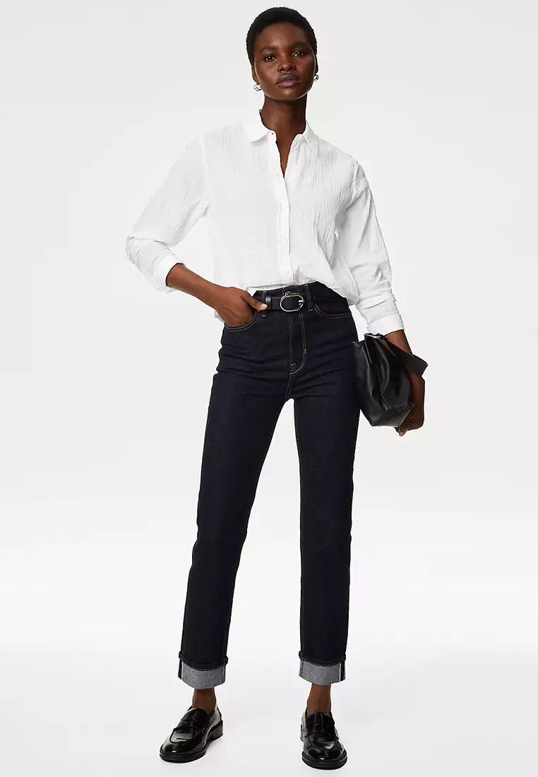 Cotton Rich Textured Collared Shirt