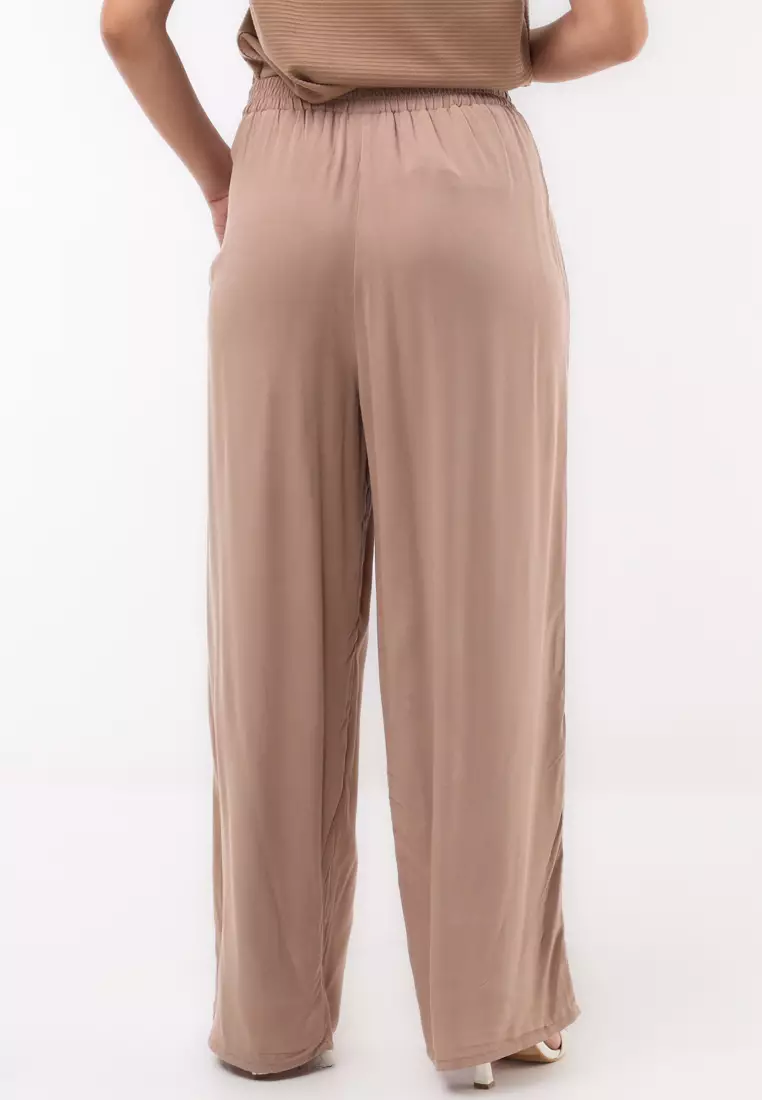 Woven Plain S.Twill Wide Leg Pants