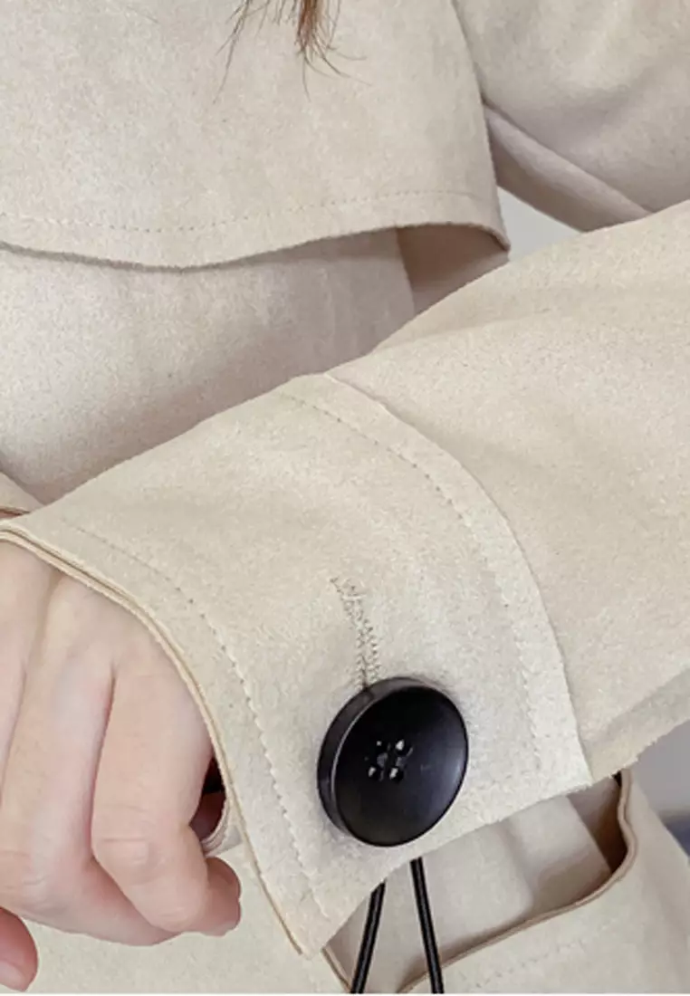 Double Breasted Suede Coat Jacket