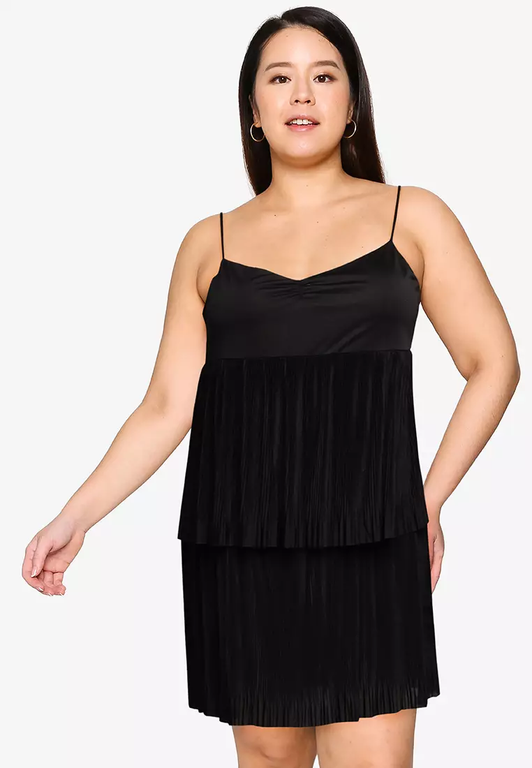 Plus Size Pleated Tiered Dress