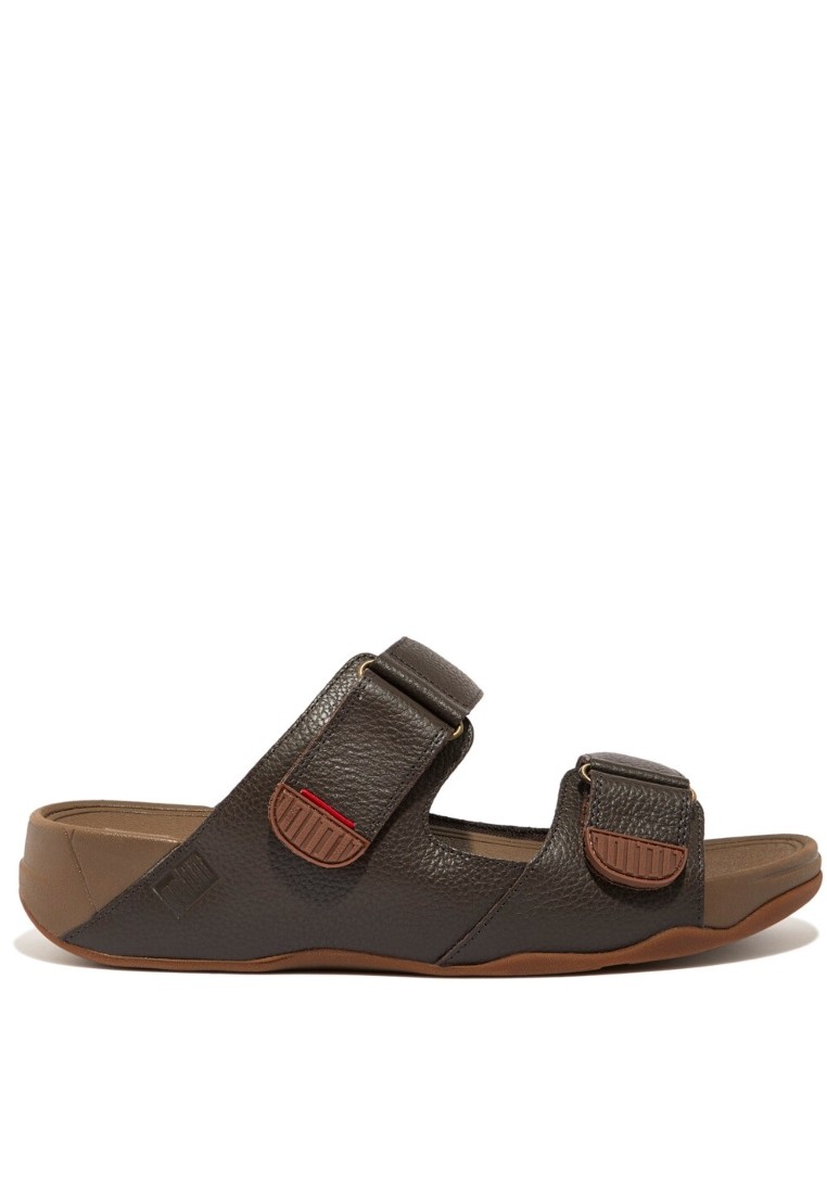 FitFlop GOGH MOC Men's Adjustable Leather Slides - Dark Brown (L05-092)