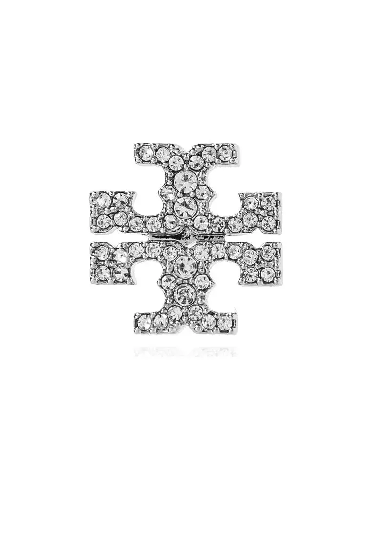 Kira Pave Crystal T Logo Stud Earring Silver 158535