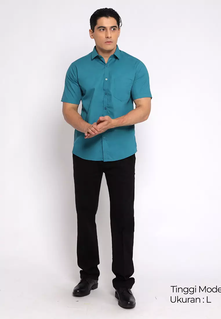 Simple Perfect Kemeja Pria Lengan Pendek Polos | Premium Solid Basic Gallant Shirt 2233 Tosca