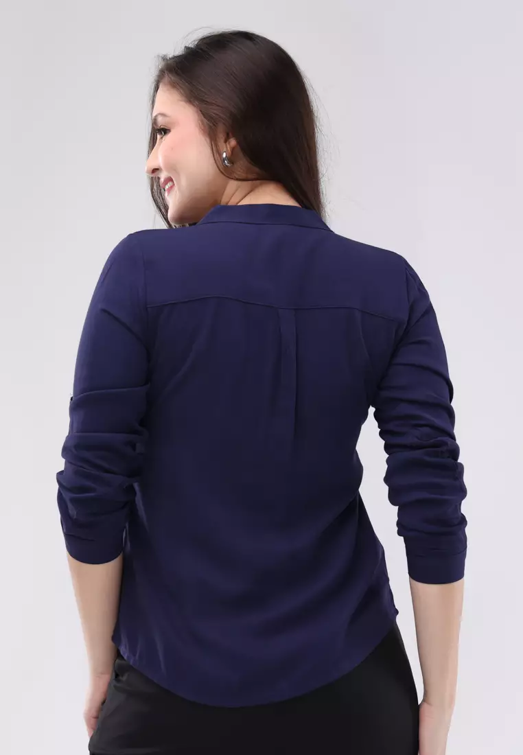 Single Twill Woven Long Sleeves Blouse