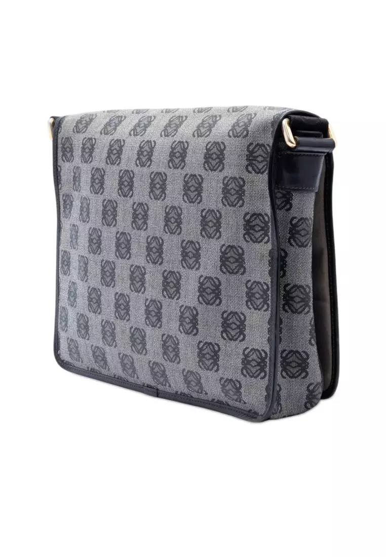 Pre-Loved Loewe Anagram Coated Canvas Messenger Bag