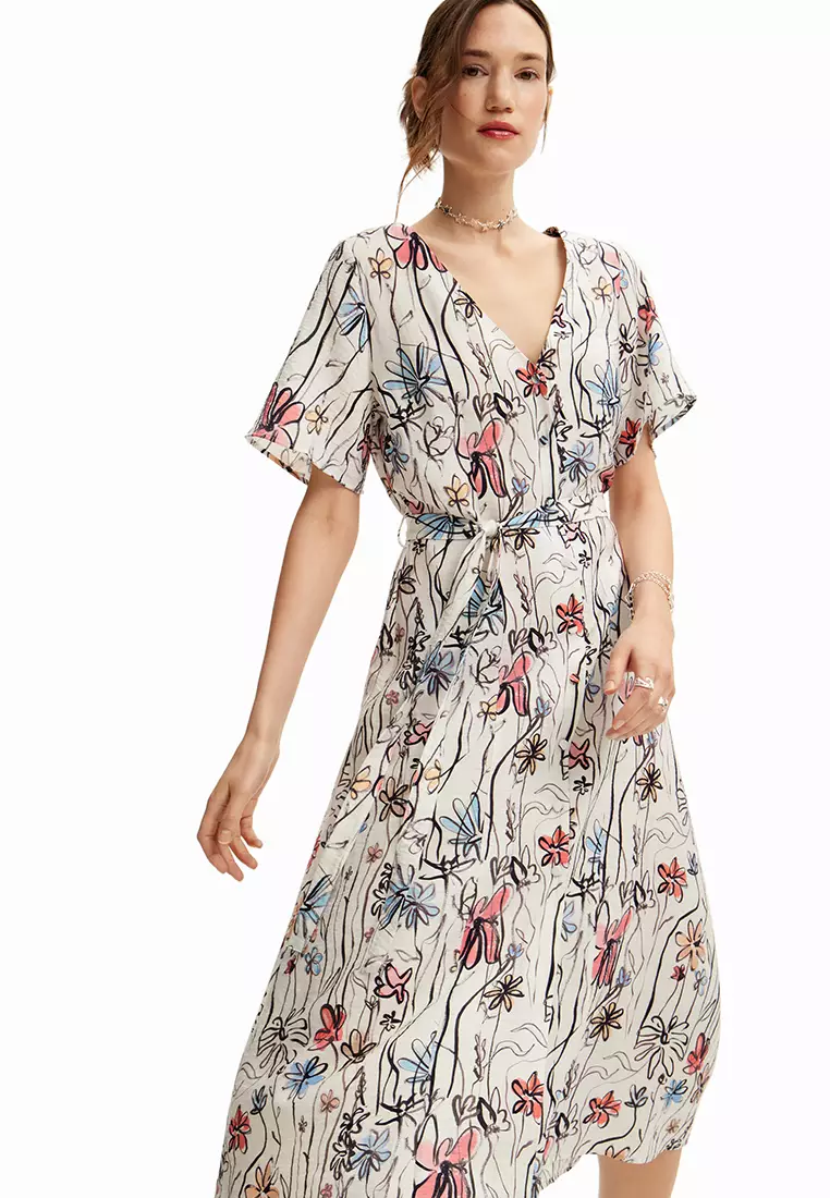 Desigual Woman Flowers Midi Dress.