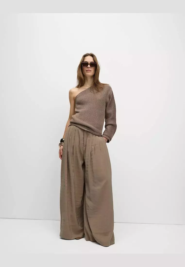 Pure Linen Wide Leg Palazzo Trousers