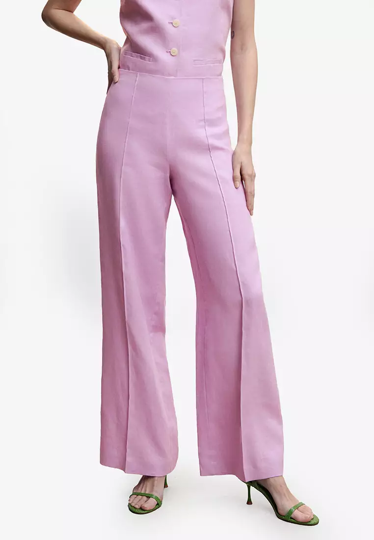 Jual Mango 100 Linen Wide Leg Trousers Original 2024 ZALORA Indonesia