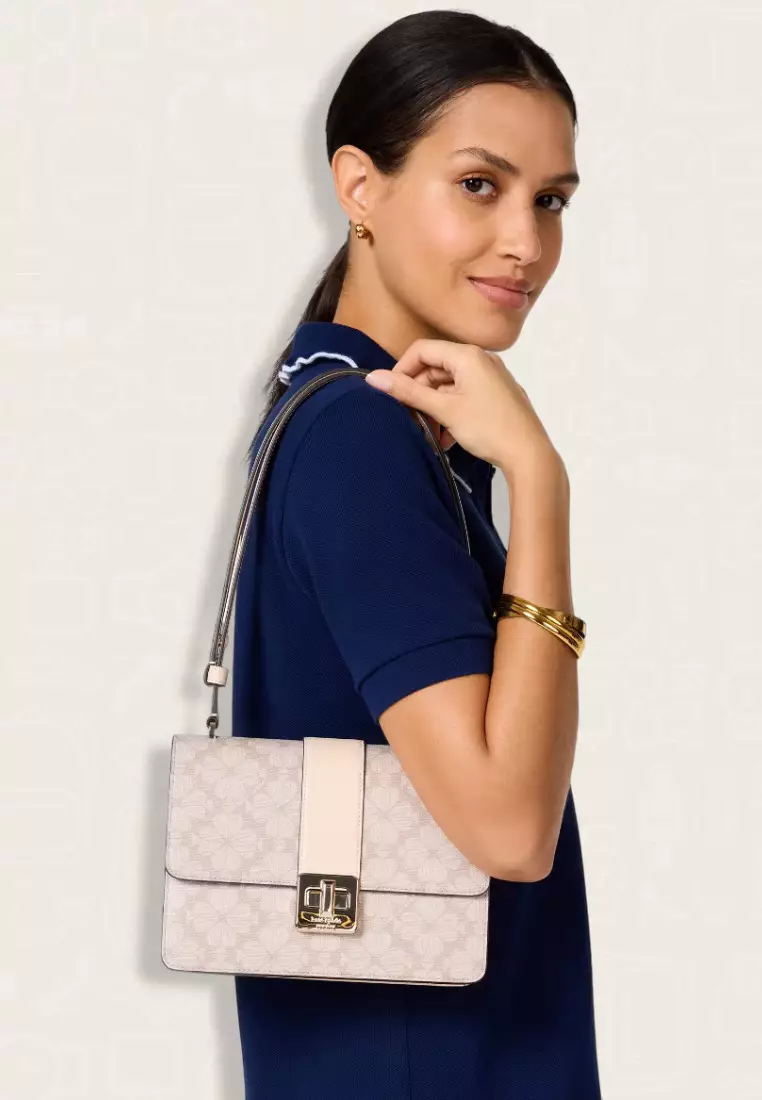 Kate Spade Spade Flower Small Flap Shoulder Bag Dark Beige Multi