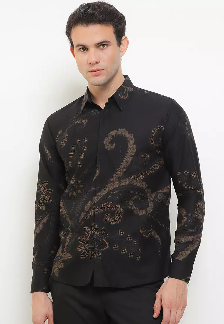 BATIK TALENTA EXCLUSIVE Lengan panjang slimfit  BUNGGA CREAM MAWAR 01