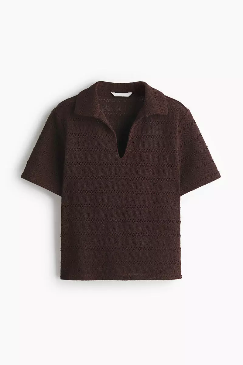 Crochet-look polo shirt