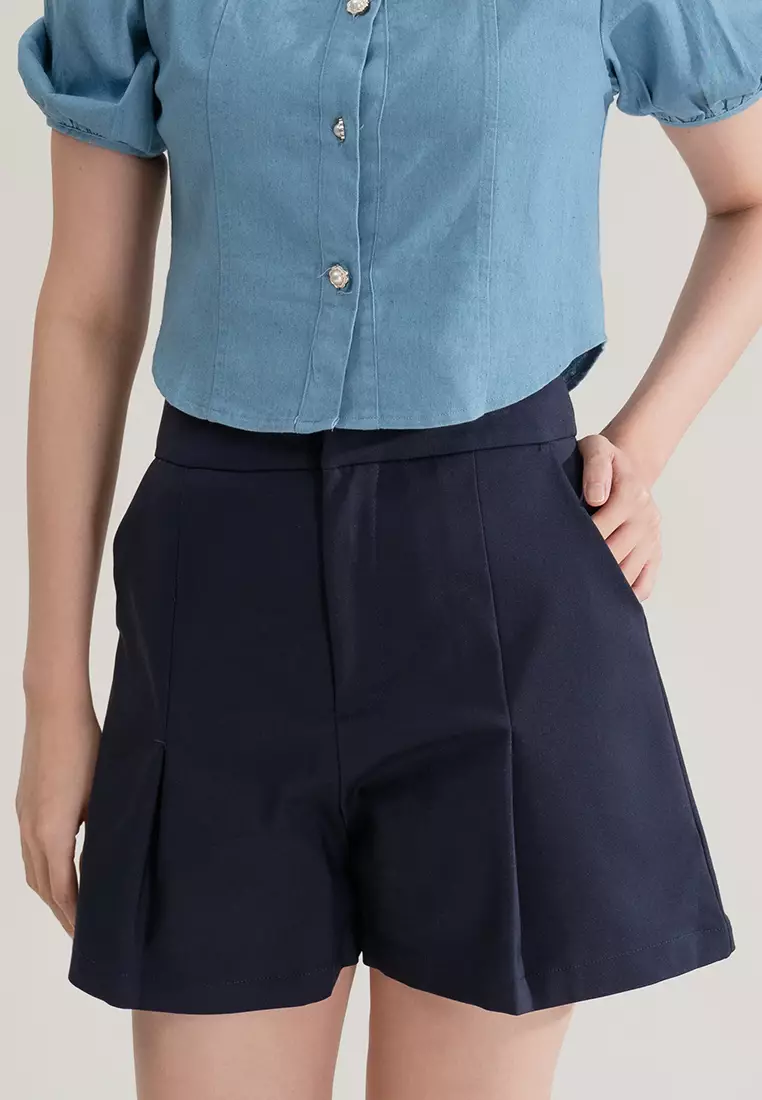 Plain B. Plain B. Tailored High Waist Shorts Blue 2024 Buy Plain