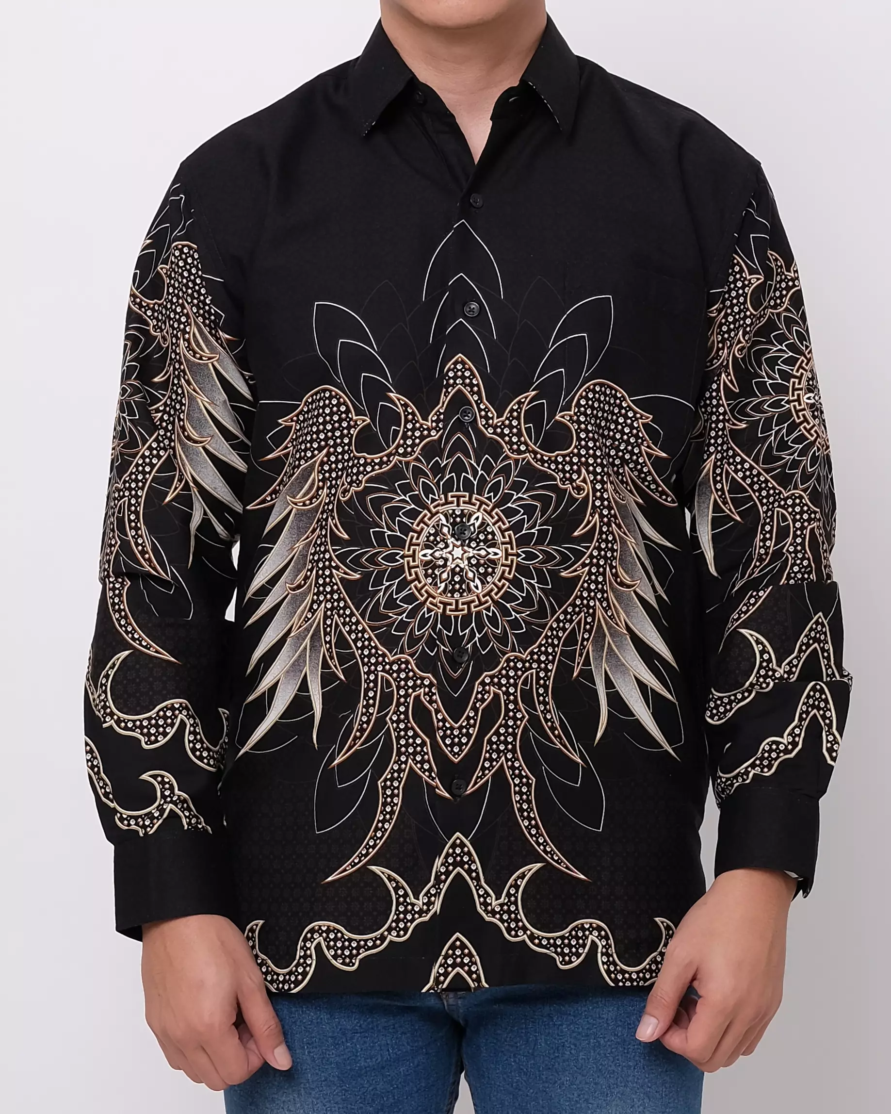 Andre Michel Kemeja Batik Lengan Panjang Hitam 16754