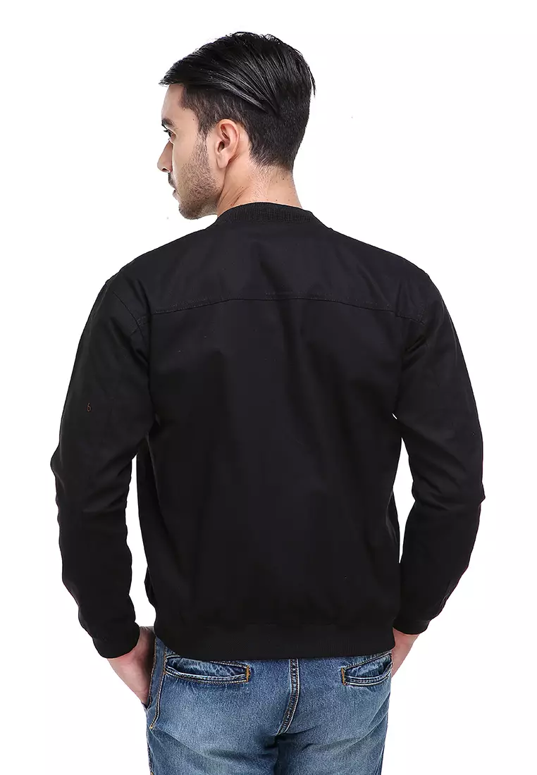 Jems Jaket Bomber Pria & Wanita Deluxe Jacket Material Canvas Baby Premium ORIGINAL - Black