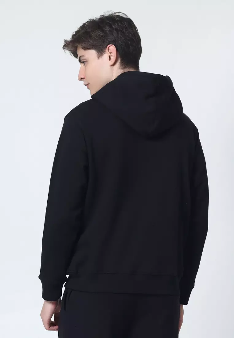 Cotton Well Cozzie Hoodie Sweatshirt with Hidden Pocket Black | Jaket Pullover Fleece dengan Kantong Tersembunyi Hitam