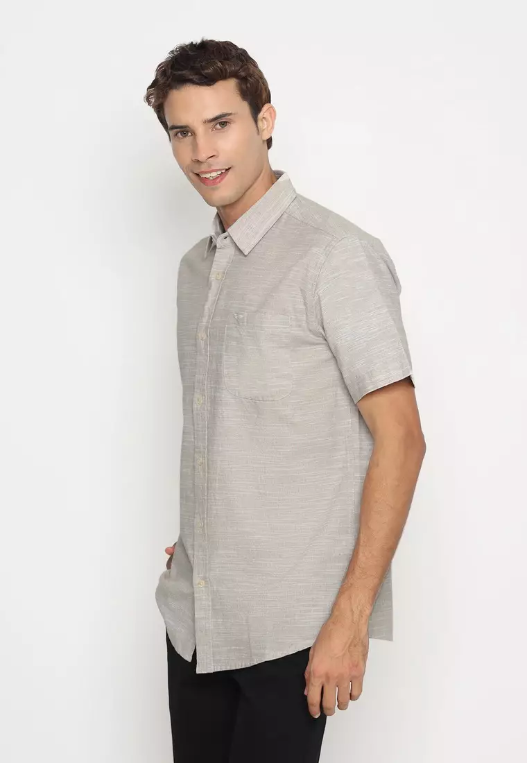 RBJ Kemeja Polos Cotton Olive Regular Fit Pria