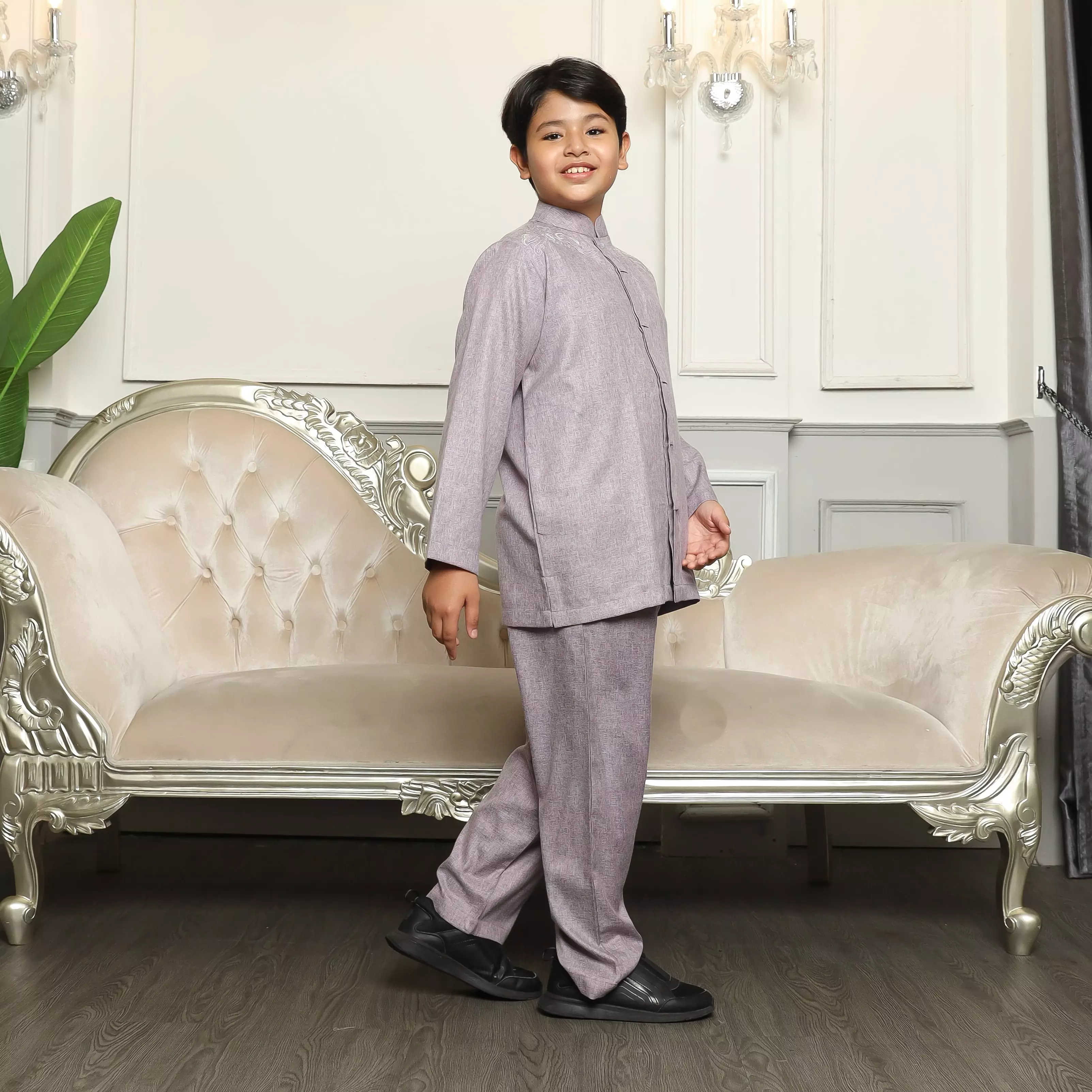 Baju Koko Anak Sarimbit KKA 39 Lilac Lengan Panjang