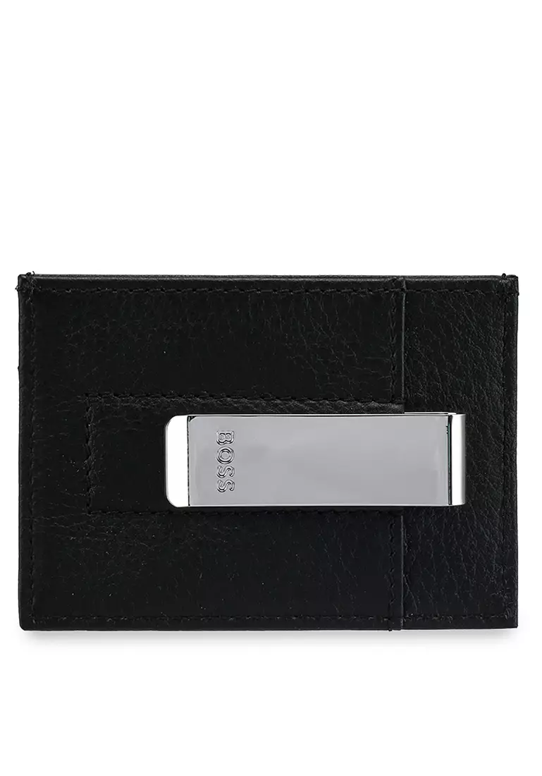 Logo Lettering Grained Leather Money Clip - BOSS Business