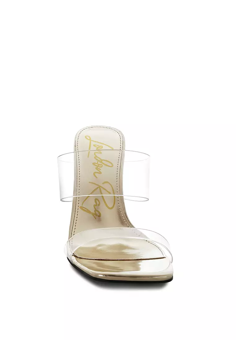 Fantasy Wedge Heel Clear Sandals in Gold