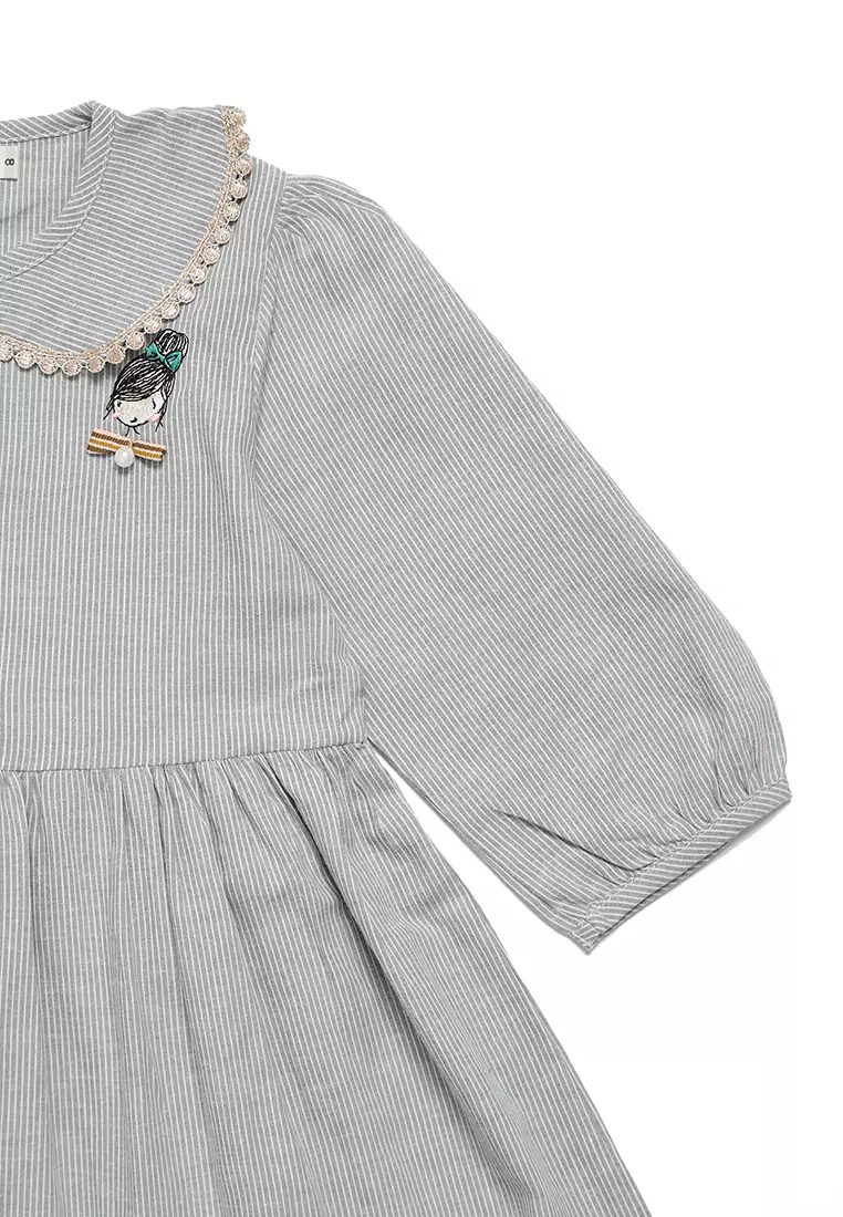 Dress Anak Perempuan Salur Kecil Gray - CUTE