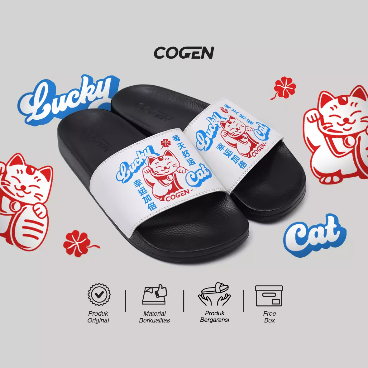 Cogen Sendal Slop Pria Sandal Slide Artisan Series - Lucky Cat