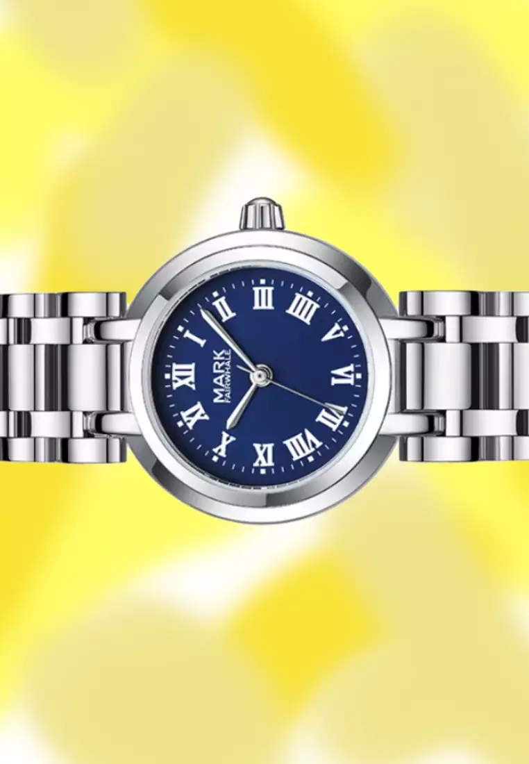Ladies Stainless Steel Quartz Watch, 23mm, Navy Blue Dial, Metal Bracelet