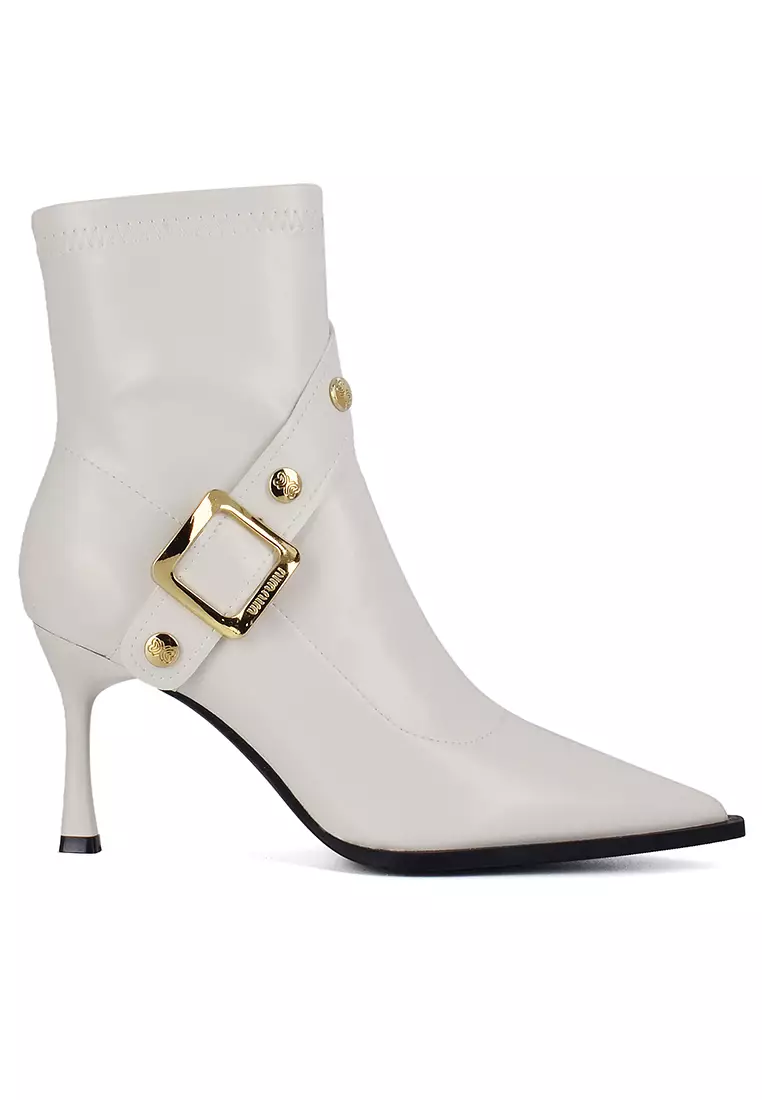 White ankle boots hot sale kitten heel