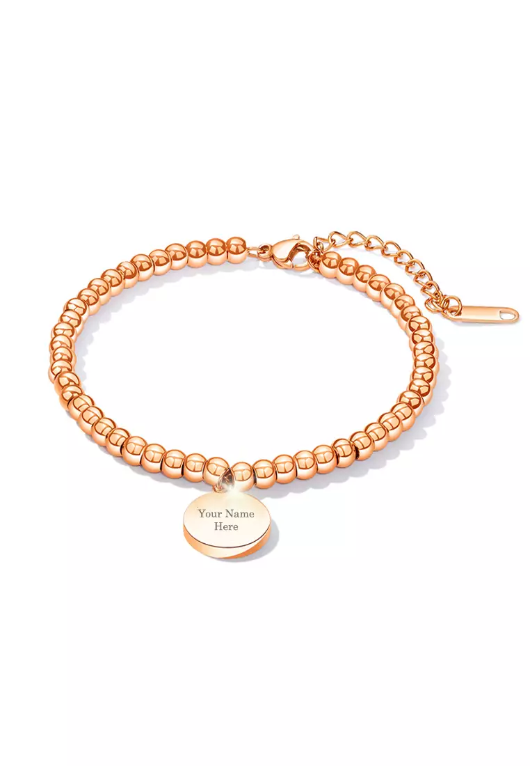 CELOVIS - Medallion Round Engravable Pendant Bracelet (Rose Gold)