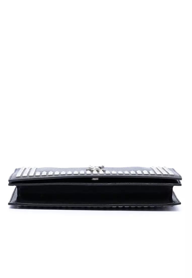 Pre-Loved Saint Laurent Studded Leather Monogram Clutch
