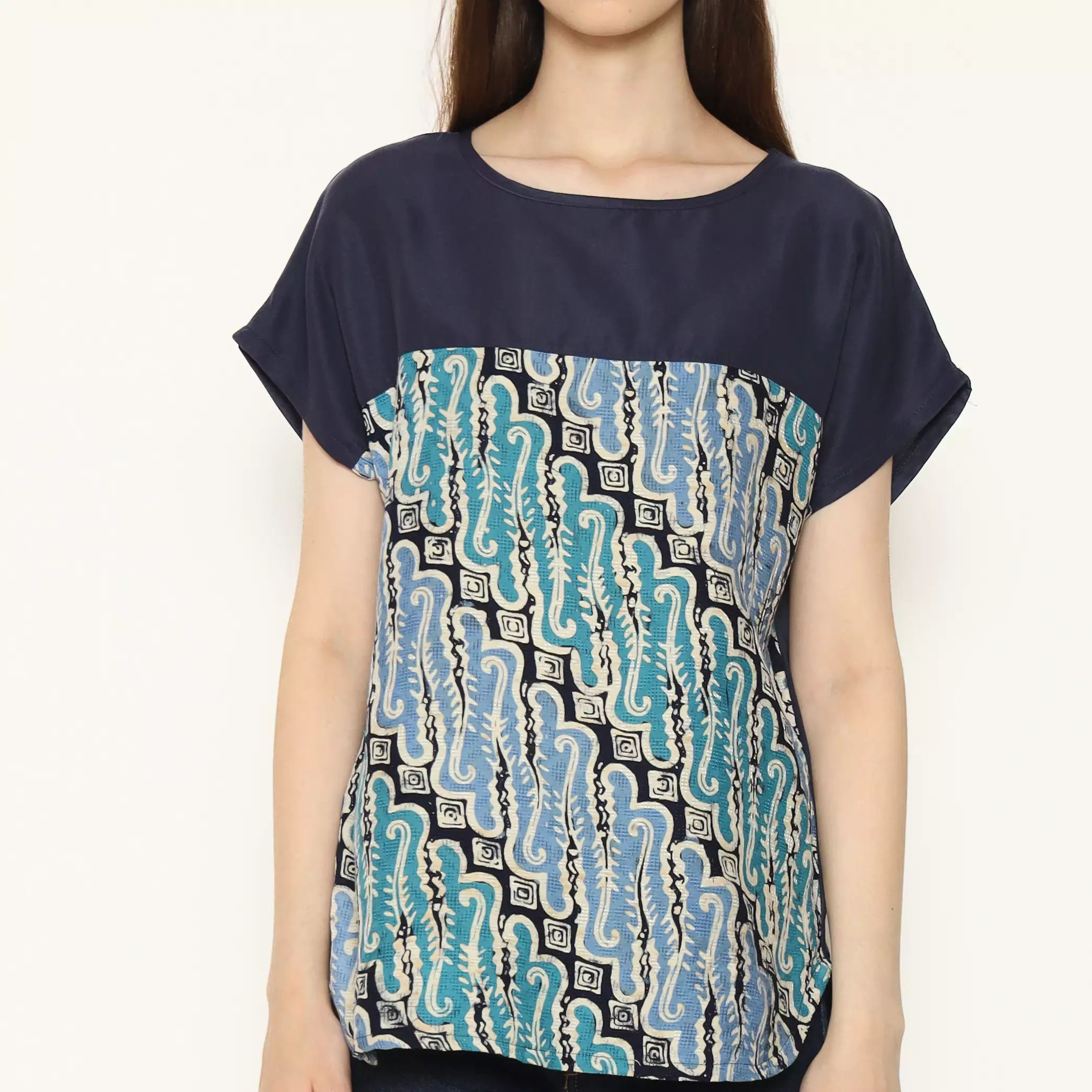 Blouse Batik Wanita - Bhatara Batik Forever - Atasan Batik Modern Lengan Pendek