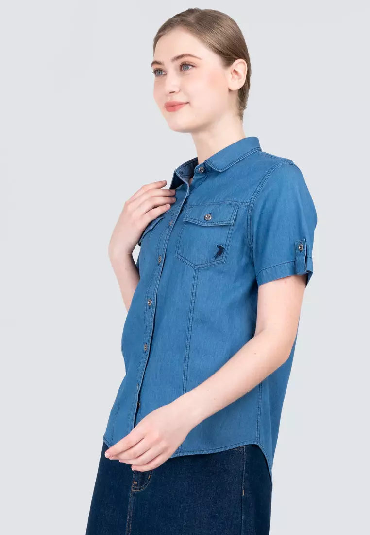 Polo Haus - Women’s Signature Fit Denim Short Sleeve Shirt WWSSV003
