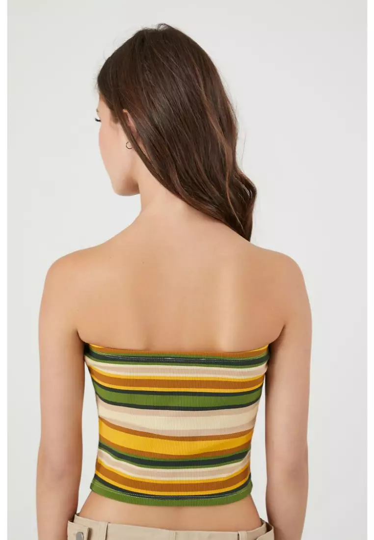 Yellow striped discount tube top