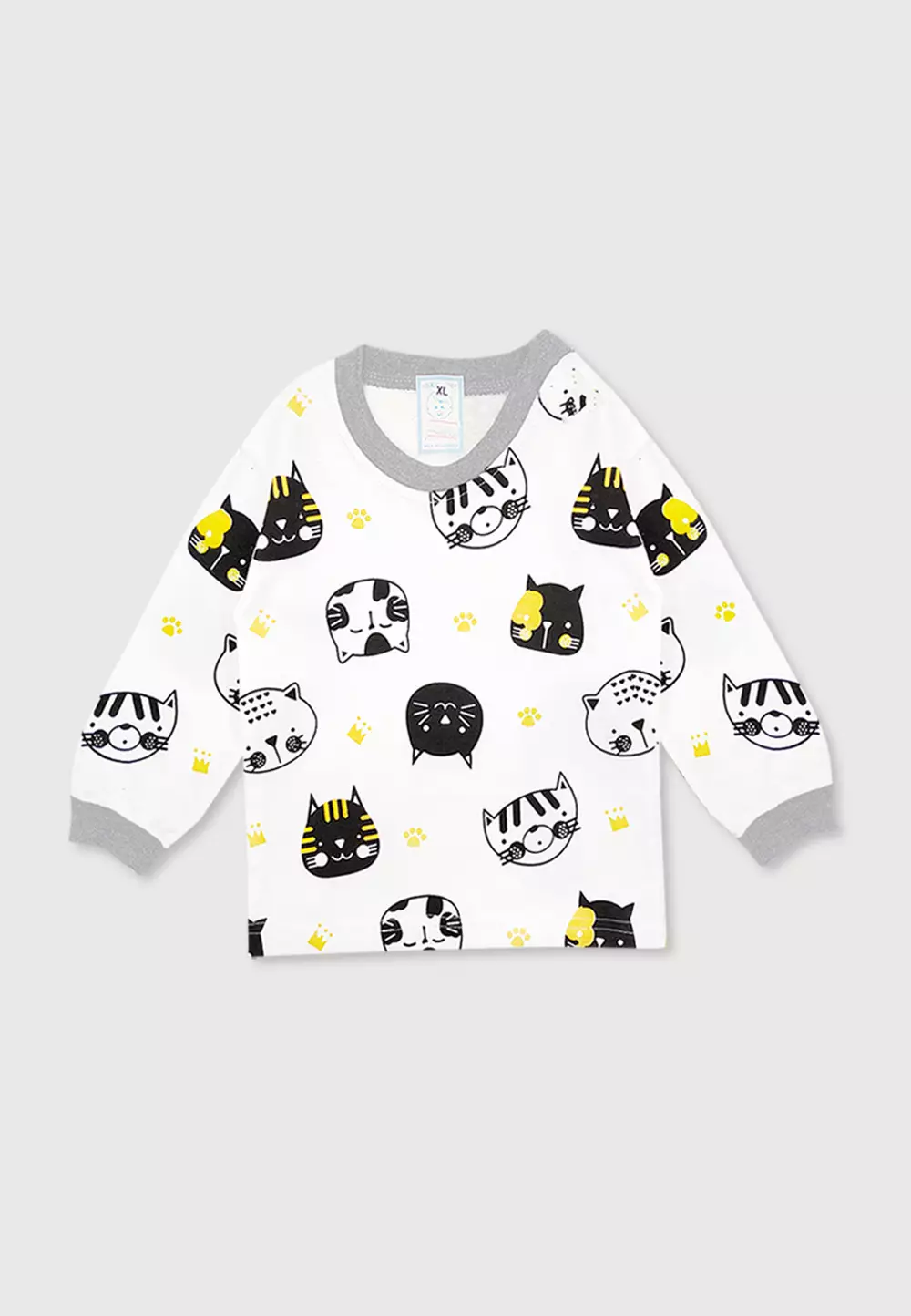 Wakakids Piyama Bayi Anak Laki Laki Baju Tidur Usia 6 Bulan Hingga 12 Bulan Motif Cat 4090 Abu Muda