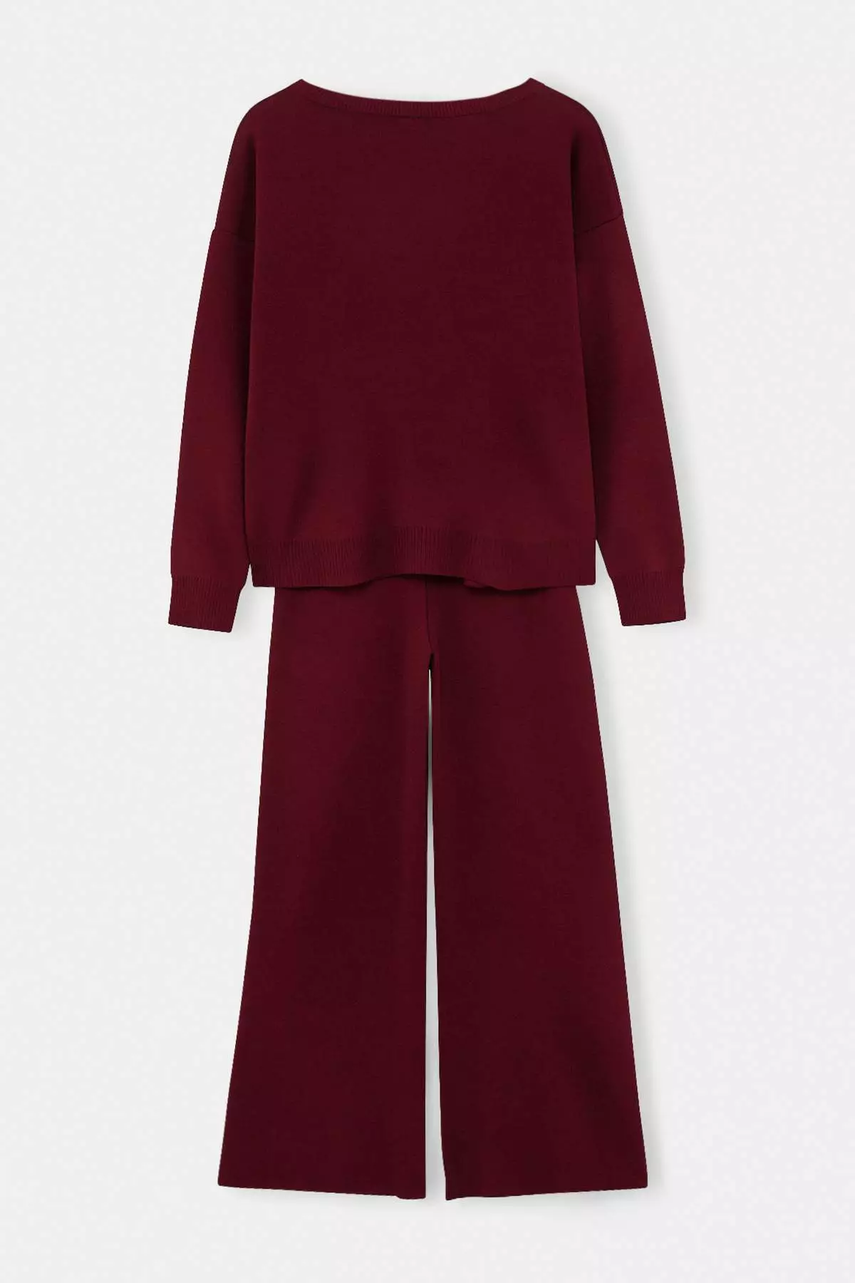 Burgundy Boat Neck Sweater-Pants Knitwear Bottom - Top Set Twoaw26Au00043
