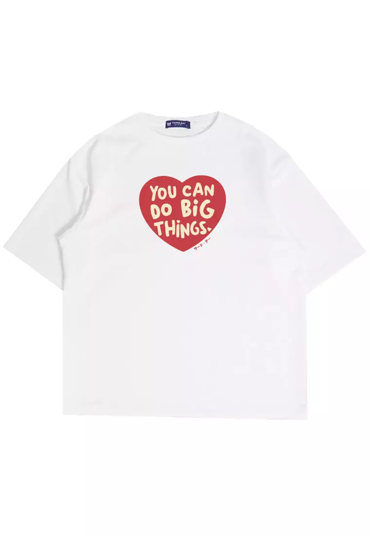 MTR38 kaos oversize bahan tebal pria scuba "you can do big things" putih