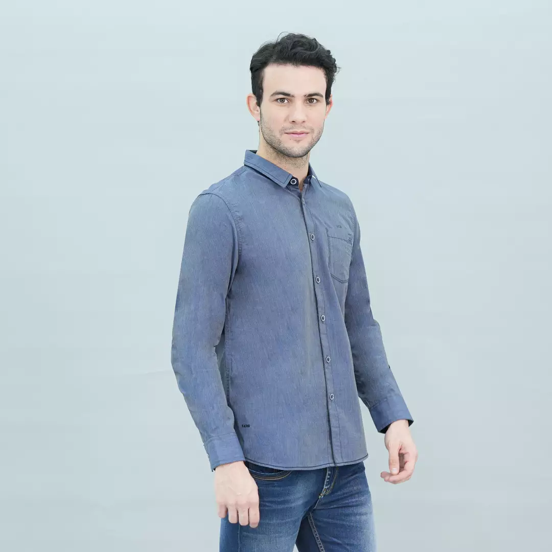 LGS - Kemeja Casual Pria Lengan Panjang Warna Abu-Abu Slim Fit - JSH.391.S1189F.950.C L/S