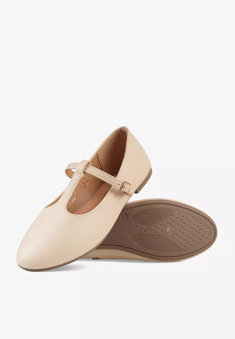 Sepatu Flatshoes Wanita Mary Jane L.Virtue in Cream