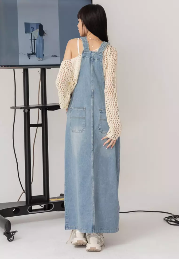 Denim dungaree 2025 maxi dress